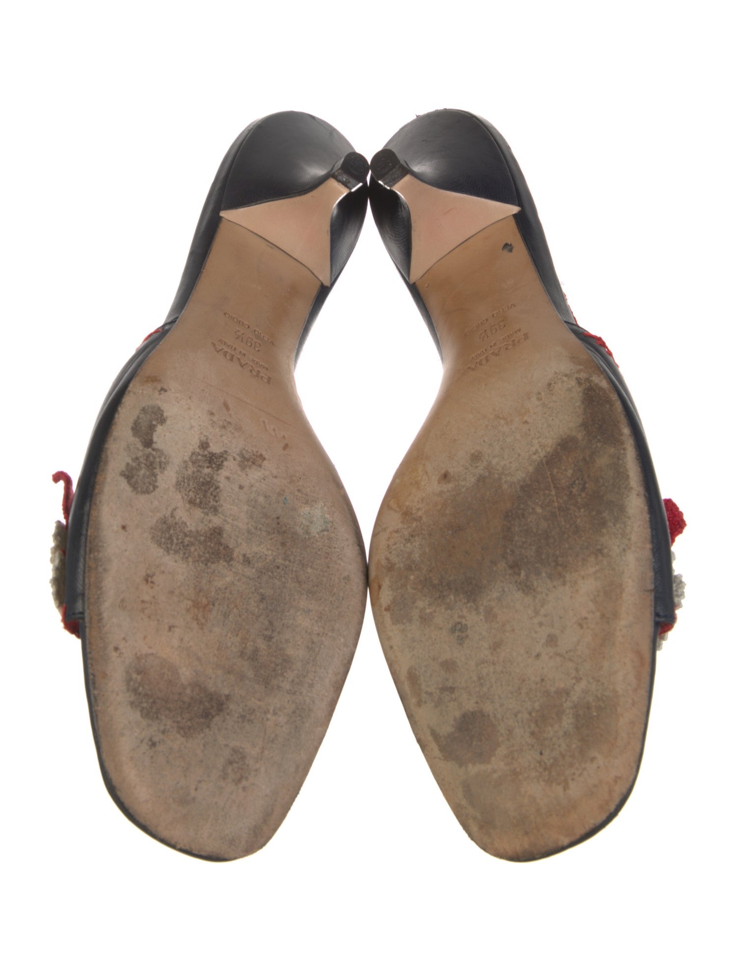 Prada Leather Floral Print Slides